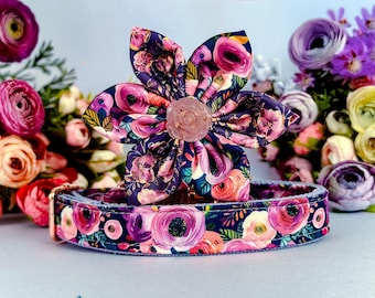 Collar de perro morado con flores/collar de perro de otoño Rifle Paper Co./accesorios personalizados
