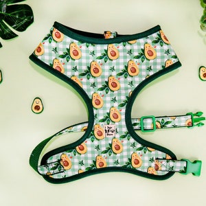 Avocado Büffel Hundegeschirr kariert / süßes kleines Hundegeschirr / mittellanges Hundegeschirr / süßes Hundegeschirr / mittelbraunes Geschirr / mittelbraunes Designer Geschirr
