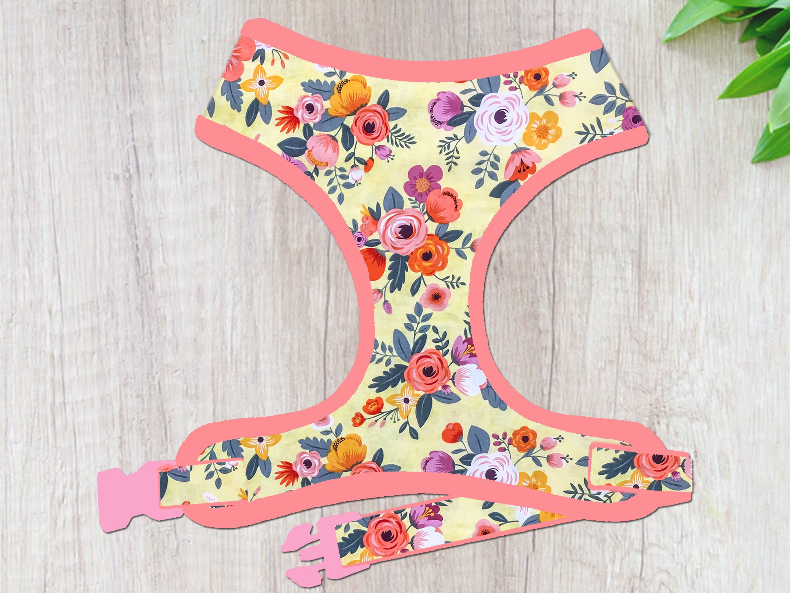 Floral dog harness vest/ girl dog harness/ yellow flower dog Etsy