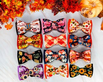 Thanksgiving dog bow tie/ fall autumn dog collar bow tie/ holiday bow tie/ gift for dog/ pet bow