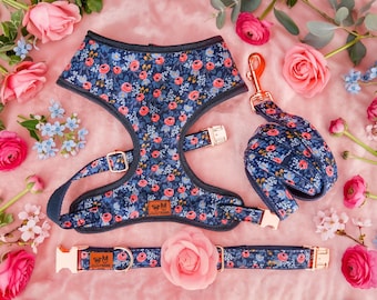 Conjunto de arnés y correa para perro con estampado floral de Rifle Paper Co. / Chaleco y correa para perro con estampado floral / Correa y arnés personalizados para perros