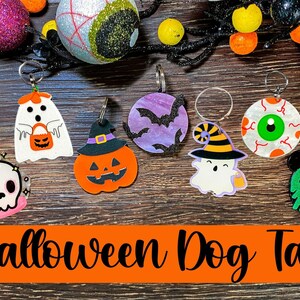 Żywica akrylowa na Halloween, zawieszka dla psa z dynią, zawieszka dla psa z czaszką nietoperza, zawieszka na obrożę dla psa, grawerowany identyfikator, spersonalizowana zawieszka