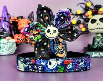 Halloween nightmare dog collar flower/ ghost pumpkin dog collar/ Jack O Lantern dog collar