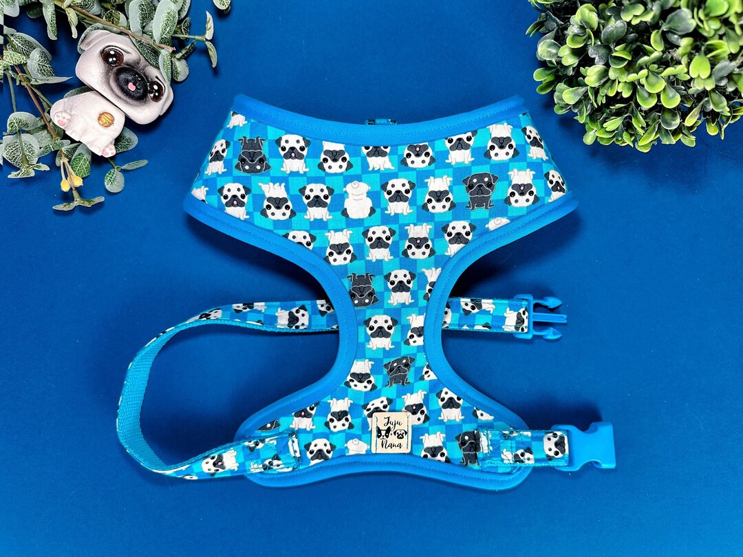 Pug Harness Vest/ Boy Cute Dog Harness/ Blue Custom Harness/ Small