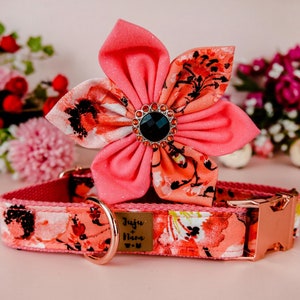 Collar floral para perro / collar coral para niña / collar para perro grande y mediano / collar para cachorro pequeño / collar para perro de otoño para mujer / collar de otoño