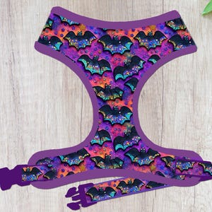 Halloween bat dog harness vest/ spooky embroidery girl boy dog harness/ boo cute small medium puppy dog harness/ soft fabric dog harness