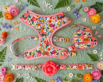Conjunto de arnés y correa para perro con estampado floral / Arnés y correa para perro de Rifle Paper Co. / Regalo personalizado para perro