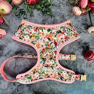 rifle paper co dog floral harness vest/ wedding flower dog harness/ cotton steel harness/ summer spring harness/ boho fall harness