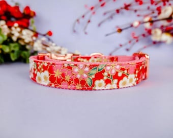 Japanese Kimono Floral Dog Collar – Cherry Blossom Girl Pet Collar