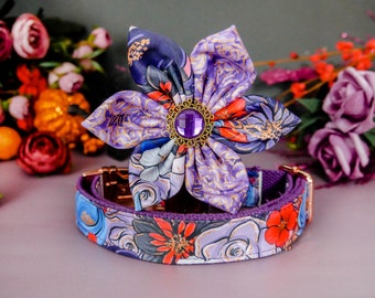Collar floral para niña, collar morado para Halloween, collar para cosecha de otoño, collar rosa para mujer, collar para perro grande y pequeño, collar para cachorro