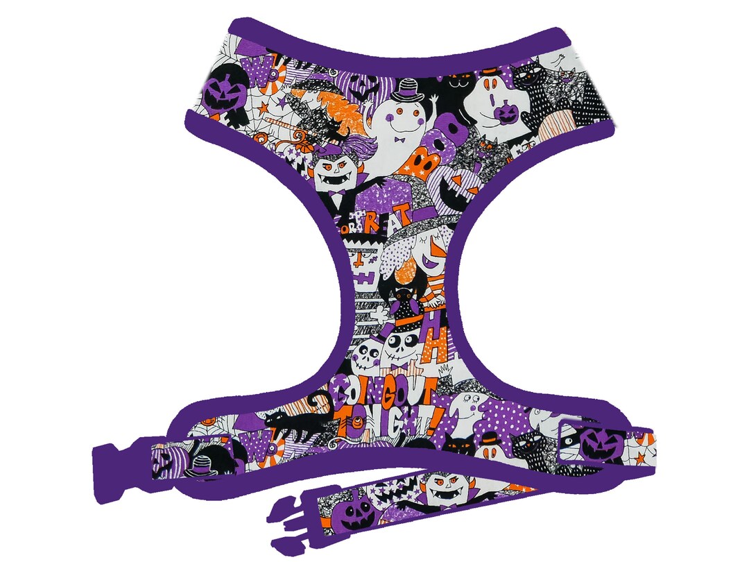 Halloween Dog Harness, Purple Halloween Dog Harness Vest, Orange