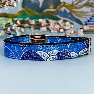 Japanisches Hundehalsband / Berghundehalsband / Kimono-Hundehalsband / Abenteuer-Hundehalsband / Boho-Hundehalsband mit blauer Wolke / Azteken-Hundehalsband mit Blumenmuster