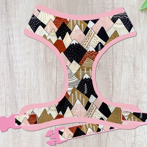 Boho mountain dog harness/ pink girl dog harness vest/ aztec tribal harness/ southwest geometric dog harness/ adventure fabric soft harness