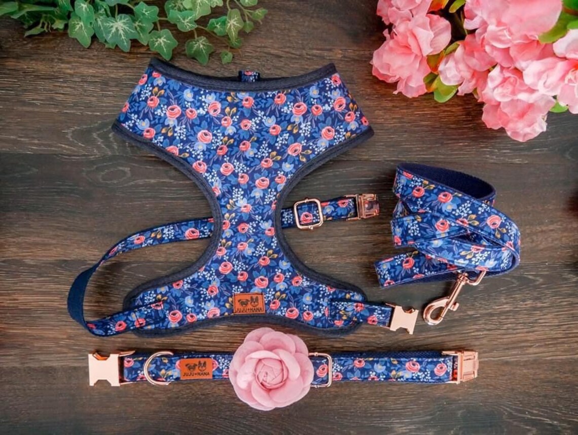 Floral Dog Harness / Girl Dog Harness Vest/ Rose Flower Dog Etsy