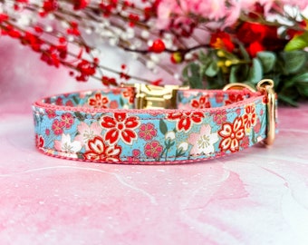 Japanese Floral Dog Collar – Cherry Blossom Kimono flower Girl Puppy Collar