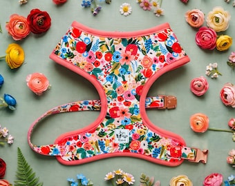 rifle paper co floral dog harness/ garden party flower dog harness/ custom girl dog accessories