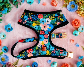 garden party floral dog harness vest/ custom flower dog harness/ rifle paper co/ custom puppy harness