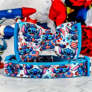 4th of July dog collar bow tie/ Patriotic cute dog collar/ independence day USA collar/ American dog collar/ boy large small dog collar