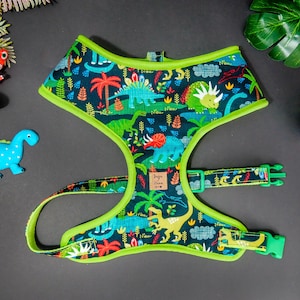 Dinosaur Dog harness vest/ Custom Boy dog harness/ small medium dog harness/ cute puppy harness/ soft fabric dog harness
