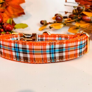 Collar de perro a cuadros otoñales/collar de perro tartán otoñal/collar de perro para la cosecha de Acción de Gracias/collar de perro para niño y niña/collar de perro pequeño y grande/collar de vacaciones