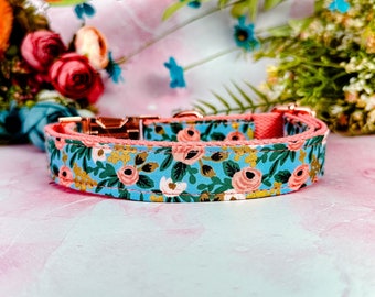 Rifle paper co floral dog collar/ summer fall rose flower Dog Collar/ spring winter dog collar/ Small medium dog collar/ large Puppy Collar