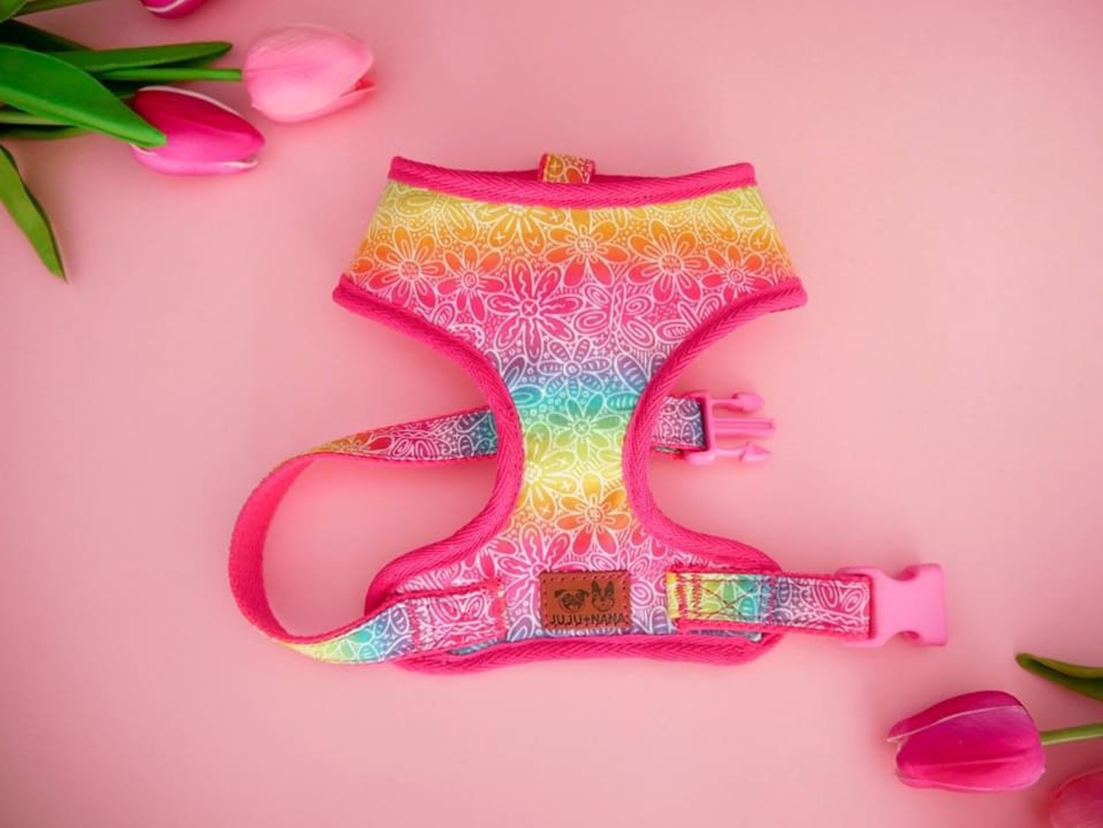 Rainbow Dog Harness Leash Set/ Girl Floral Dog Harness Vest/ Etsy