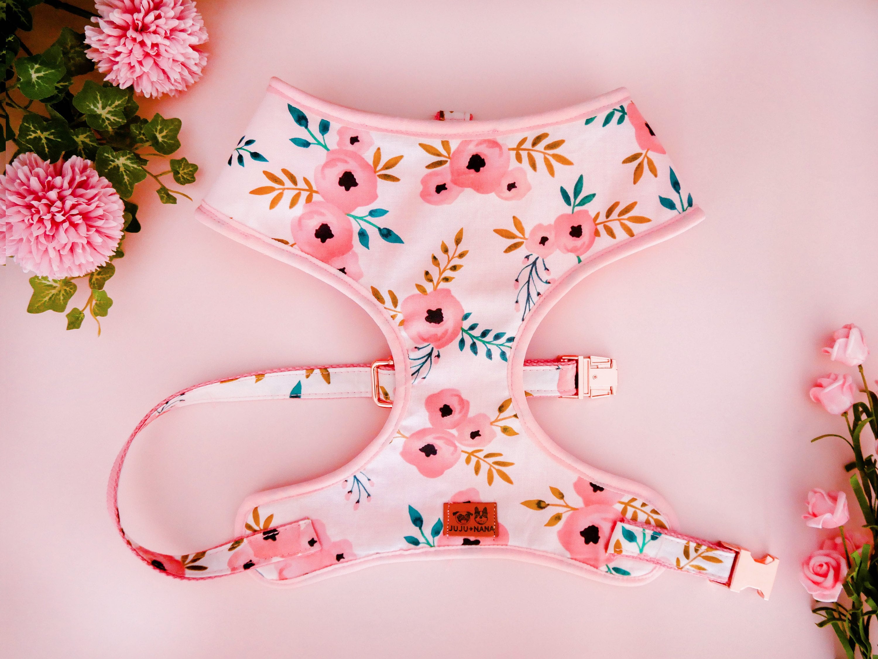 Girl Floral Dog Harness Leash Set/ Pink Flower Dog Harness Etsy
