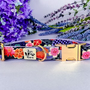Japanese floral dog collar/ kimono cherry blossom flower dog collar/ summer autumn dog collar/ winter spring dog collar/ large small dog