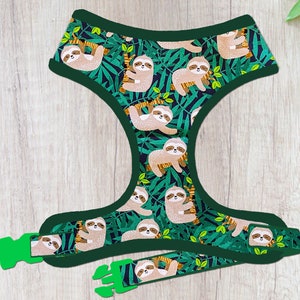 cute sloth dog harness vest/ boy Girl dog harness/ Small puppy medium dog harness/ soft fabric dog harness/ male female green dog harness