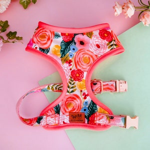 floral girl dog harness/ Rifle paper co/ custom flower harness vest/ Small medium dog harness/ summer puppy harness/ soft boho harness