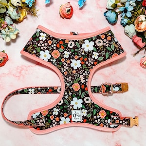 spring flower dog harness vest/ Rifle paper co/ floral summer dog harness/ autumn girl harness/ boho small harness/ fabric medium dog harnes