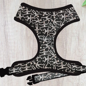 Halloween dog harness vest/ boy girl dog harness/ glitter mummy puppy harness/ black small medium dog harness/ soft fabric dog harness