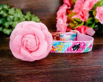 Collar rosa floral para perro / collar de flores para perro / collar boho rosa para mascota / regalo para cachorro