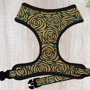 Halloween glitter rose flower dog harness/ girl Floral dog harness vest/ orange fall autumn dog harness/ black soft fabric designer harness