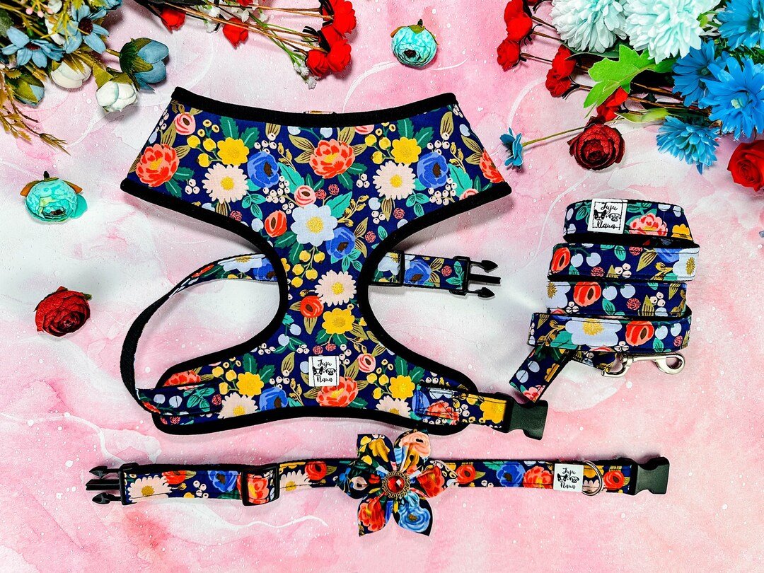 Customized Harness Sticker Paper Rifle Paper Co Floral Dog Harness Set/ Girl Flower Dog Harness and ...