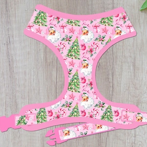 Pink Christmas santa dog harness vest/ vintage retro santa dog harness/ coquette christmas harness/ girl winter dog harness/ holiday harness