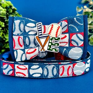 Hundhalsband med baseboll och fluga/hundhalsband för sportpojkar/patriotiska hundhalsband/stort litet valphalsband/nyttigt tyghalsband för hanhund