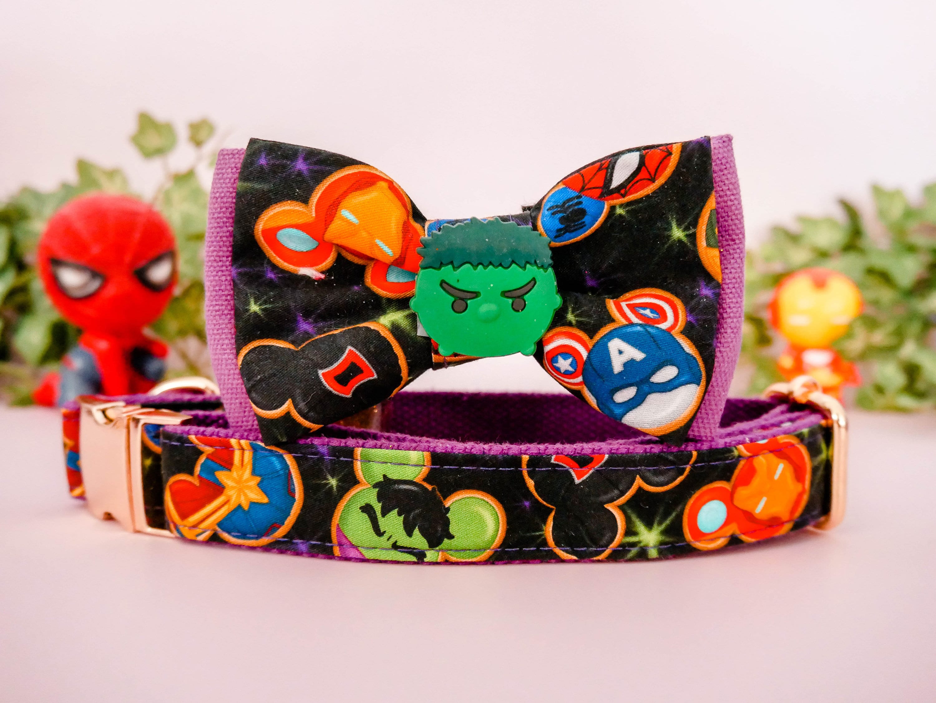 Cute boy dog collar bow tie/ large small dog collar/ purple Etsy