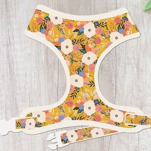 Autumn floral dog harness vest/ Girl boho dog harness/ fall flower dog harness/ thanksgiving harvest harness/ female fabric harness