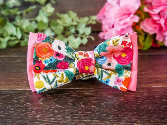 Watercolor Floral Girl Cat Bow Floral Print Flower Dog Bow Easter girl Dog Bow Girly Dog Flower Bow Watercolor Floral Girl Dog Bow