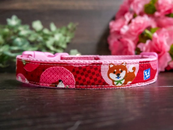 Dog Collar Shiba Inu Dog Collar Girl Dog Collar Pink Fox Dog Collar Medium Large Dog Collar Small Puppy Dog Collar Japanese Dog Collar