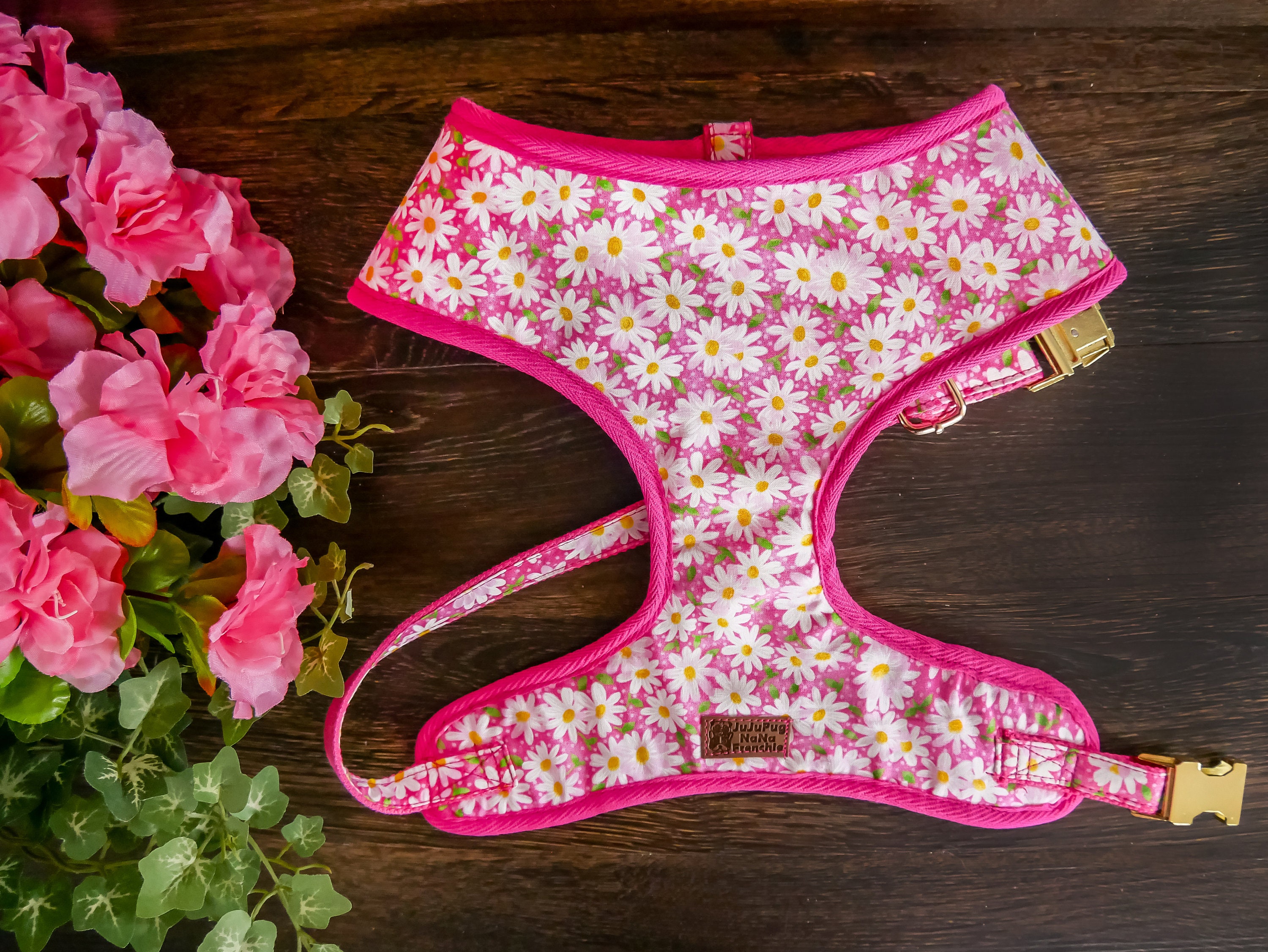 Daisy dog harness vest/ girl dog harness/ Pink Flower dog Etsy