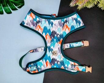 Tribal mountain dog harness/ boy girl dog harness vest/ aztec southwest harness/ boho geometric dog harness/ designer fabric soft harness