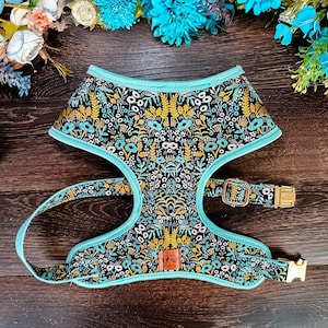 Girl floral dog harness/ custom boy dog harness vest/ aztec tribal dog harness/ small puppy harness/ Rifle Paper menagerie tapestry dog