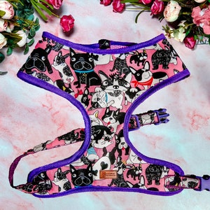 French bulldog harness/ Custom Frenchie harness/ Boston Terrier harness/ pink girl dog harness/ puppy harness/ designer harness/ jujuandnana