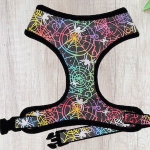Black rainbow Halloween dog harness/ glitter spiderweb harness/ boy girl dog harness/ holiday custom dog harness/ small medium puppy harness