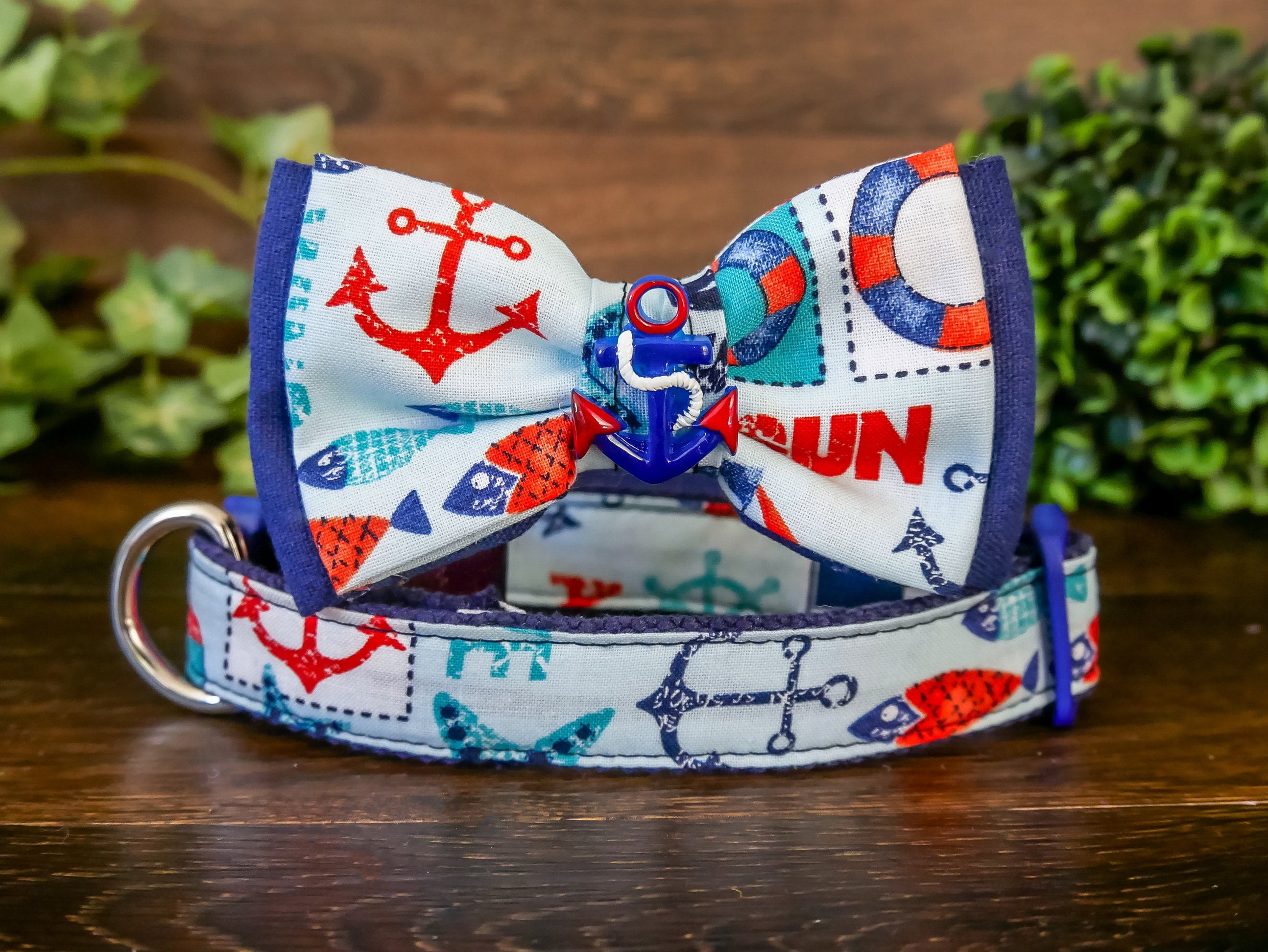 Nautical boy dog harness leash set/ small medium dog harness Etsy