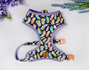 Boho Geschirr Weste mit Federn / lila / lila Hundegeschirr / Geschirr / Geschenk für Welpen