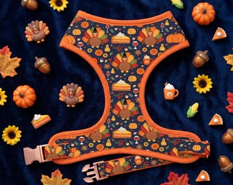 Pettorina per cani a tema tacchino autunnale/ Pettorina per cani a tema raccolto del Ringraziamento/ Pettorina per cani a tema zucca autunnale/ Pettorina personalizzata per le festività