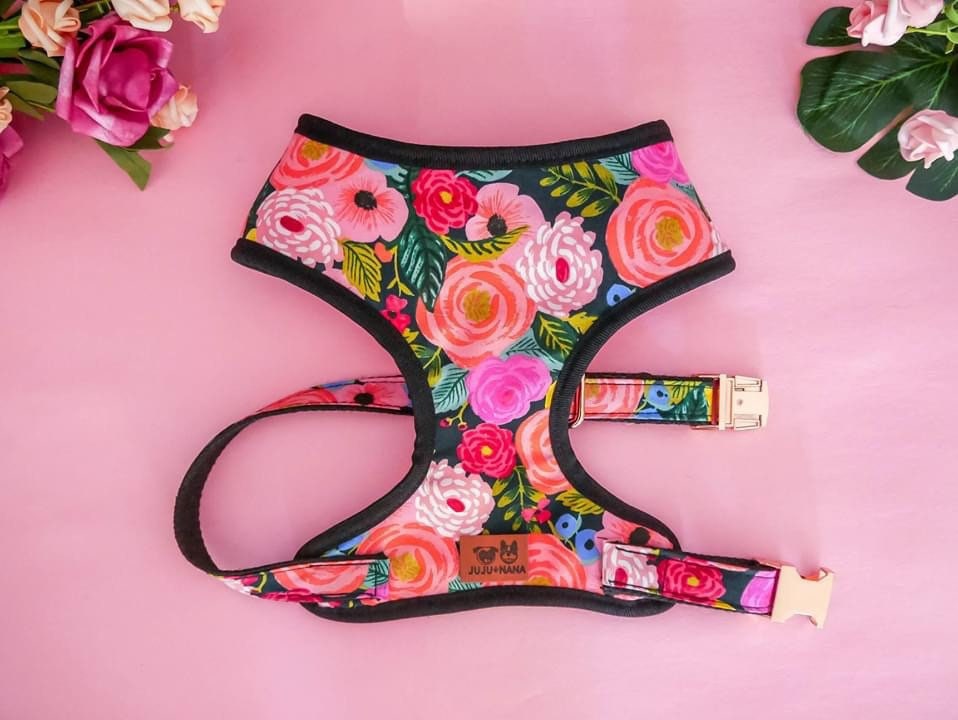 Customized Harness Sticker Paper Black Rifle Paper Co Floral Dog Harness Vest/ Juliet in Black/ Custom ...